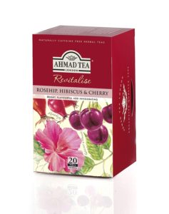 Ahmad Tea Revitalise Rosehip, Hibiscus & Cherry Bright, Flavored And Invigorating Herbal Tea 20 Bags