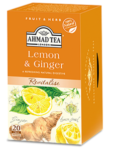 Ahmad Tea Herbal Lemon and Ginger Tea Product of Sri Lanka 20 Bags