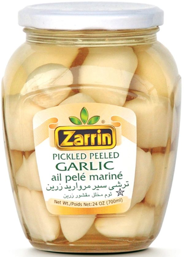 Persian Grocery Zarrin Peeled Garlic Pickled 24 oz